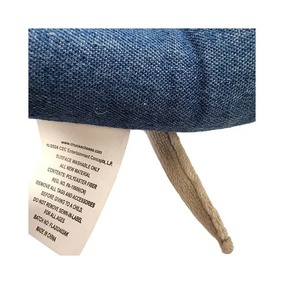 Chuck E. Cheese Plush Stuffed Animal Mouse Mascot Purple Shirt Denim - Picture 6 of 7